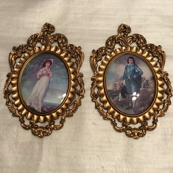 Vintage set of Thomas Gainsborough Pinky & Blue Boy farmed pictures from Italy - Picture 3 of 7